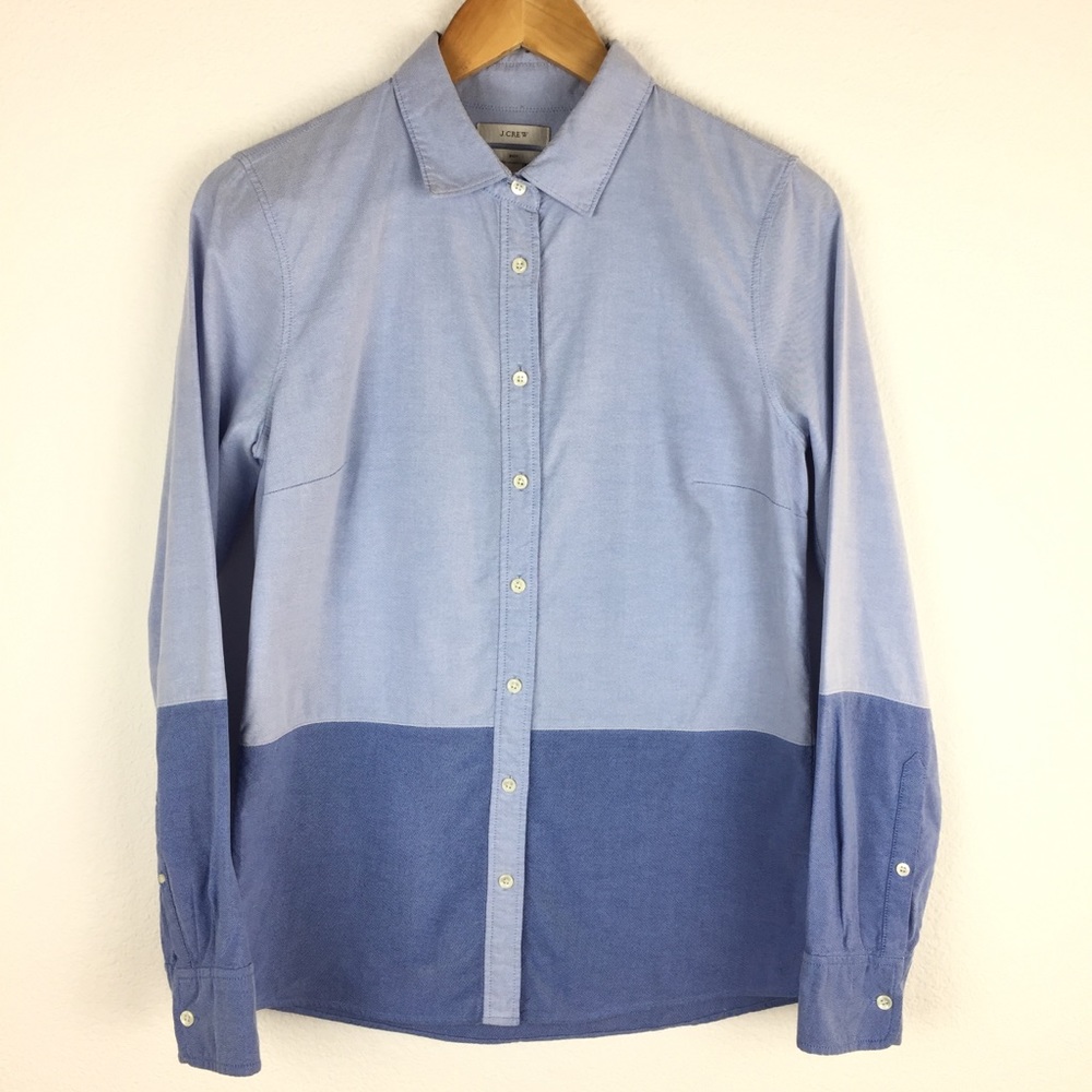 J Crew Boy Fit 2 Tone Chambray Button Up